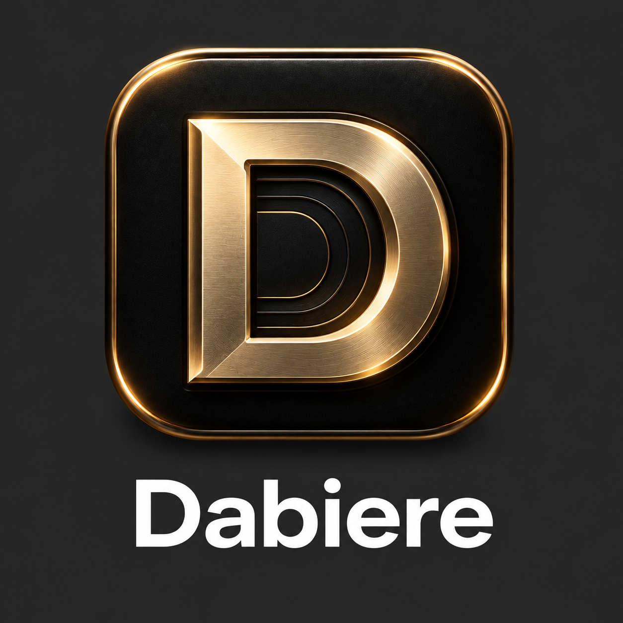 Dabiere — sculpted gold D on black